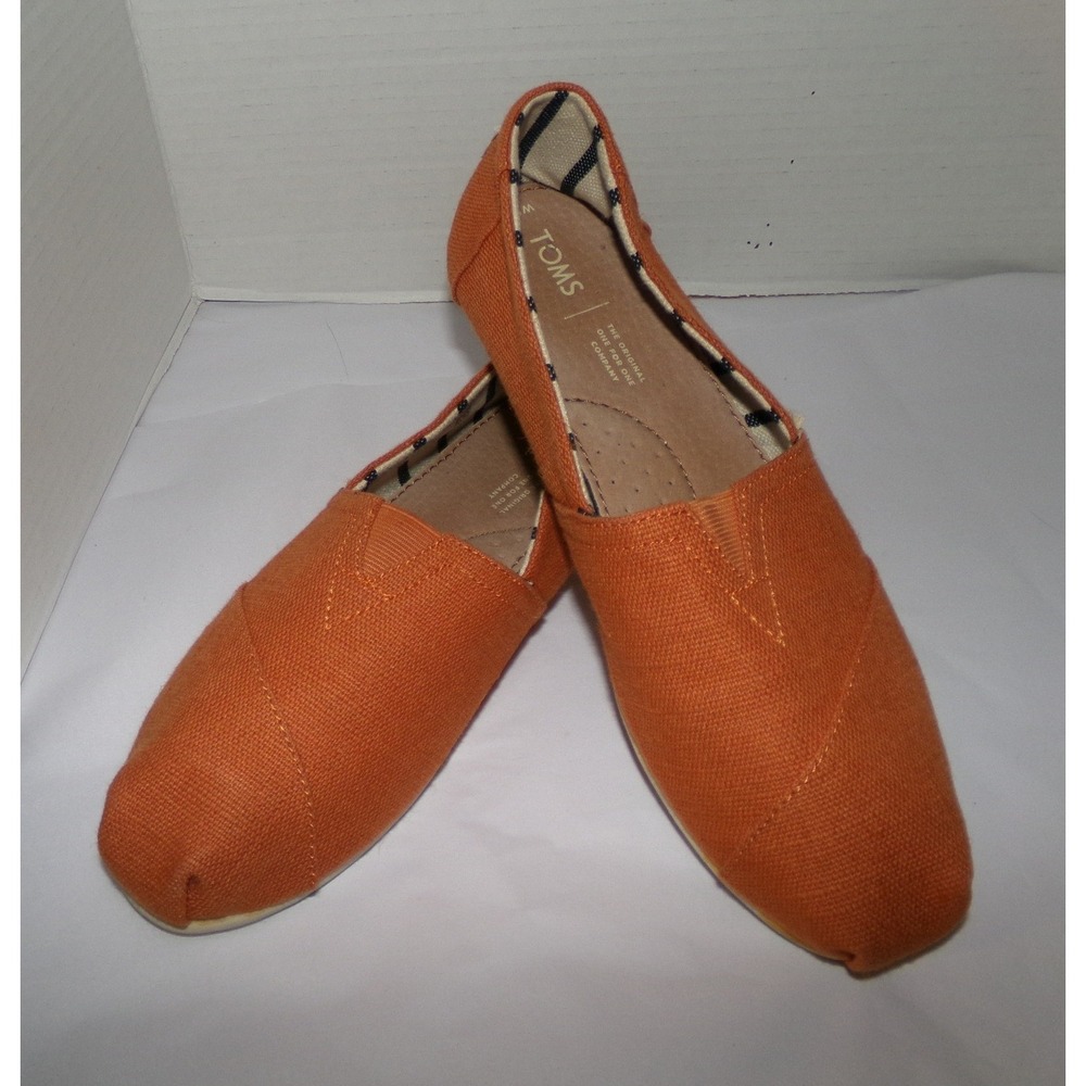 TOMS Classic Alpargata Orange Canvas Slip On Shoes Womens Size 9 Flat Loafers